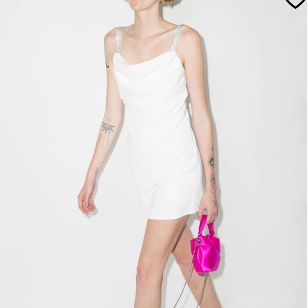 De La Vali Mojio Diamanté Draped Minidress (perfect bridal after party look!)
